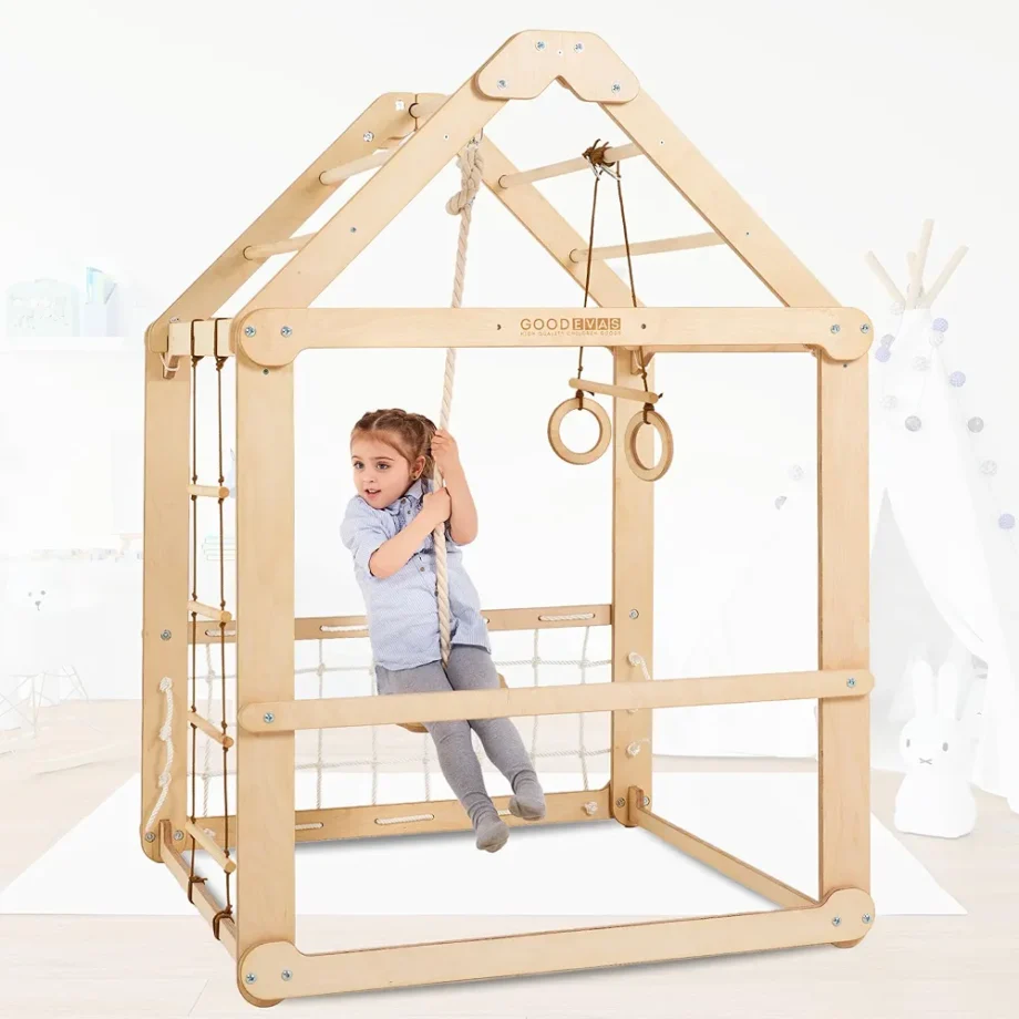 Indoor Wooden Playhouse with Triangle ladder