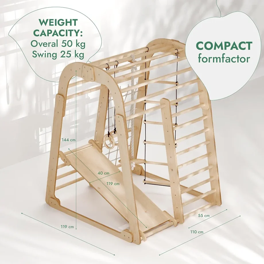 6-in-1 Wooden Indoor Playground for Kids