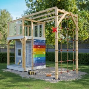 DIY Playhouse Plans with Climbing Frame