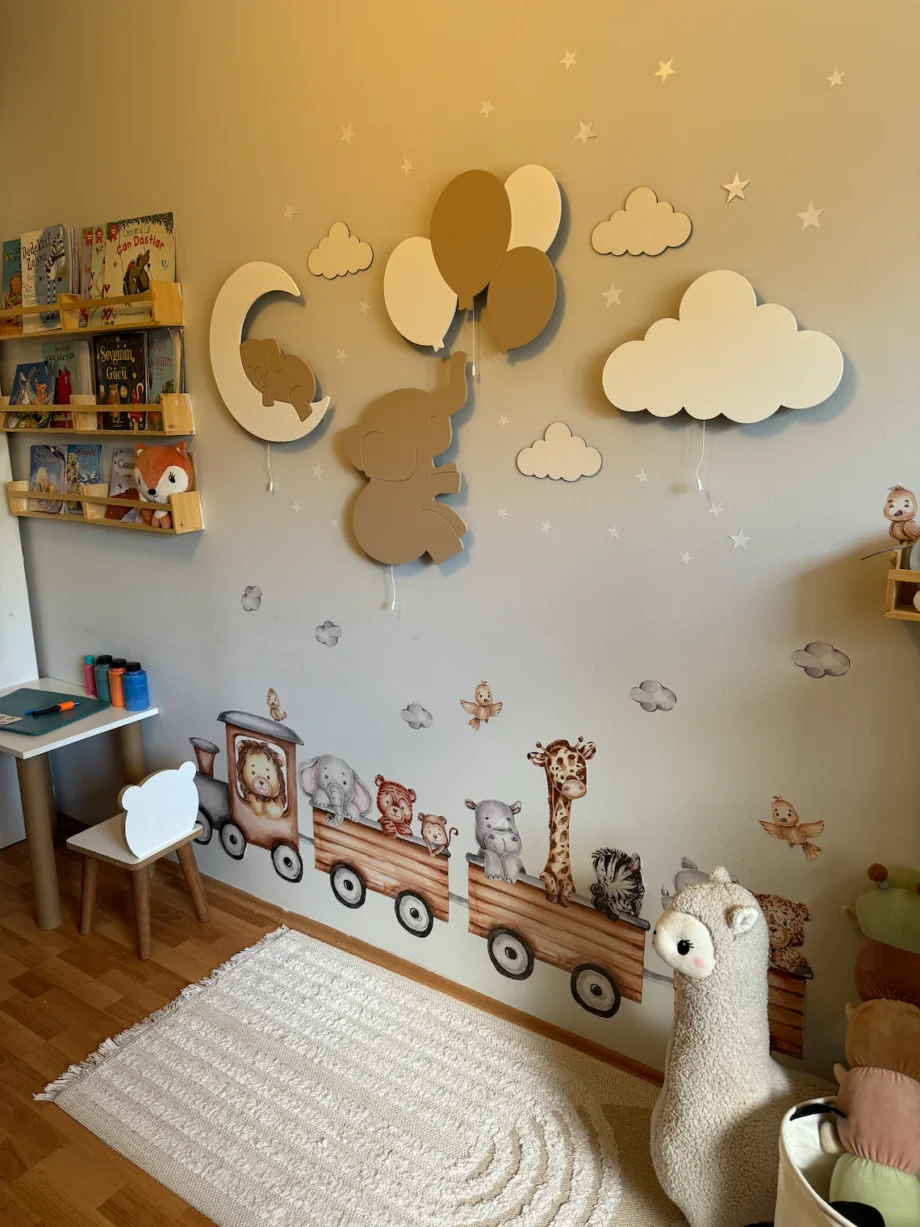 Set of 4 Baby Room Lamps, Nursery Night Light, Nursery Wall Art, Cloud Lamp