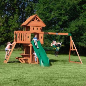 outdoor wooden swing set