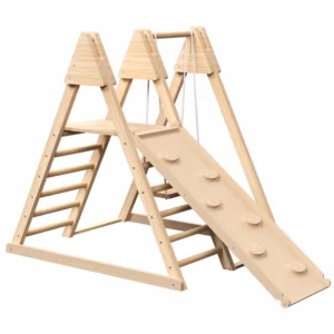 Wooden Indoor Play Gym For Kids With Swing