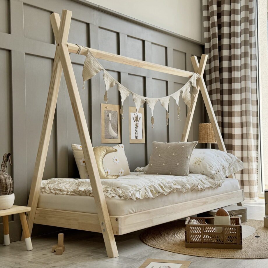 Scandinavian-inspired teepee bed