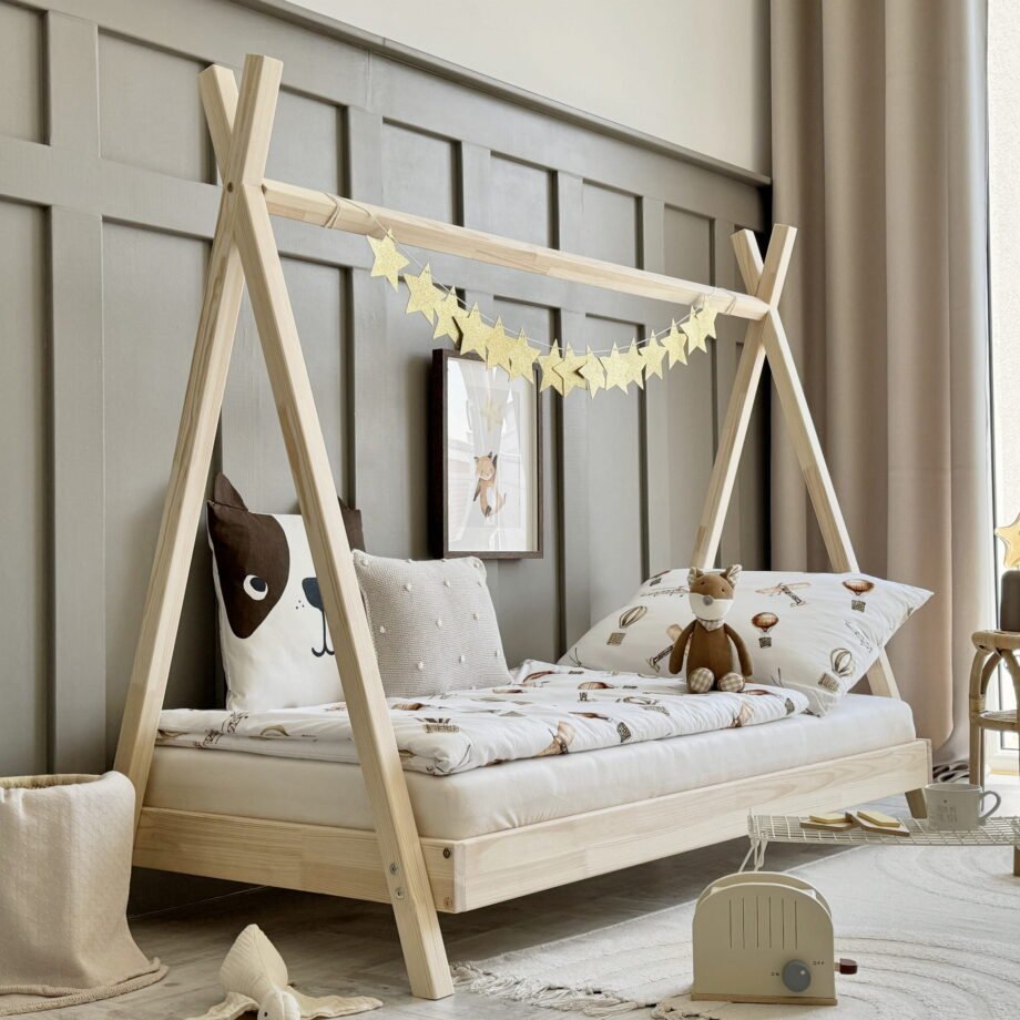 Scandinavian-inspired teepee bed